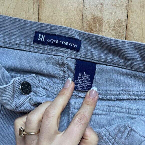 VTG Y2K So GSJC Stretch Gray Corduroy Flares | Indie Sleaze Low Rise 2000s Pants - Picture 4 of 11